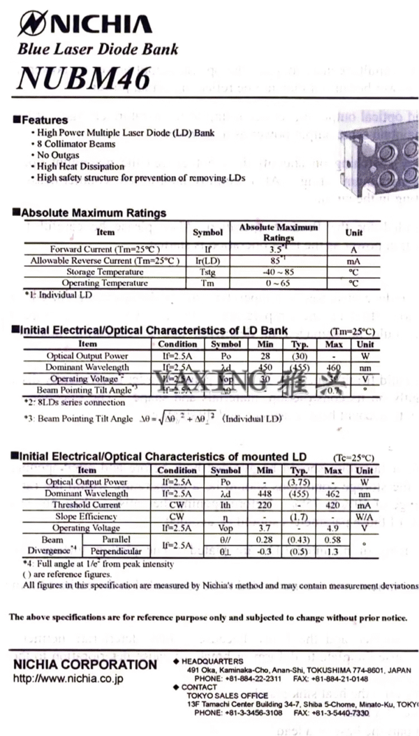 Nichia NUBM46 - 6W 455nm G-Ball Lens (Copy)